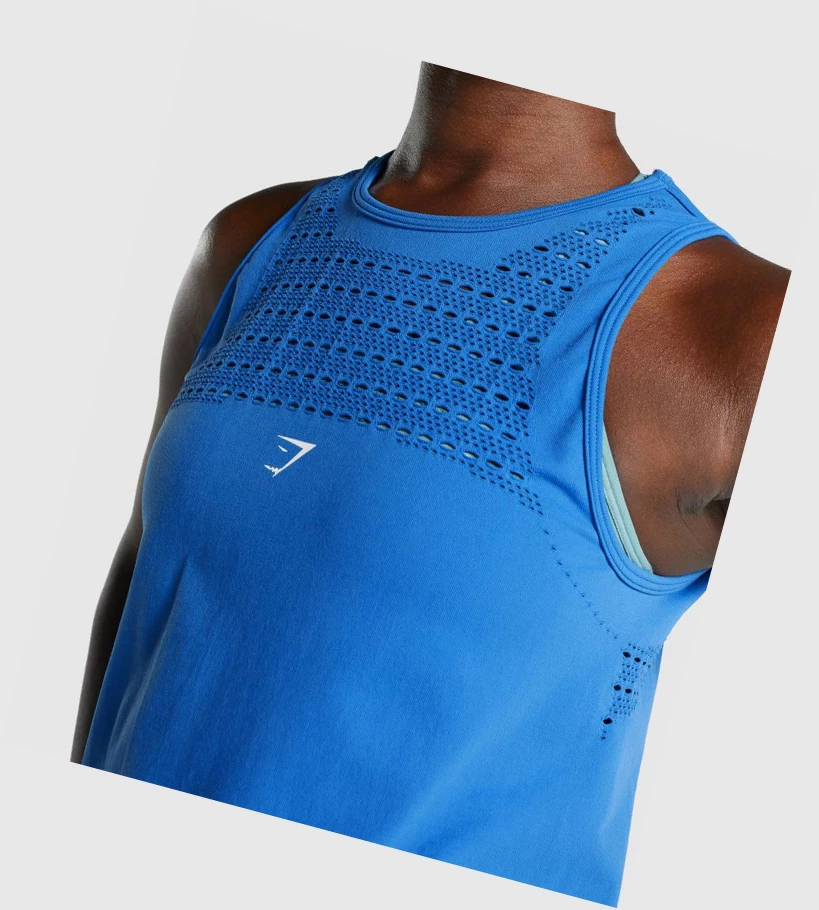 Gymshark Energy Seamless Loose Naisten Hihaton Paita Sininen | FOLTAC361