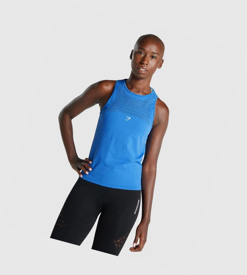 Gymshark Energy Seamless Loose Naisten Hihaton Paita Sininen | FOLTAC361