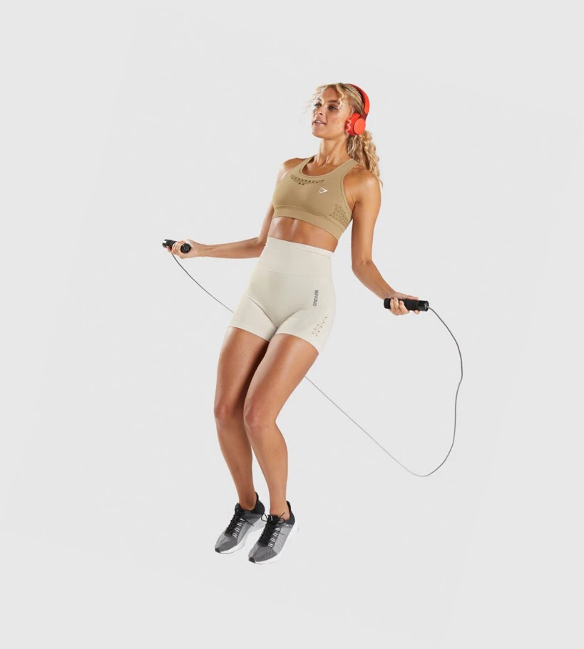 Gymshark Energy Seamless Naisten Shortsit Valkoinen | DVZCFP349