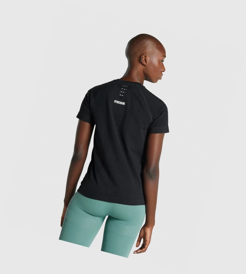 Gymshark Energy Seamless Naisten T Paidat Mustat | CGMLNO285