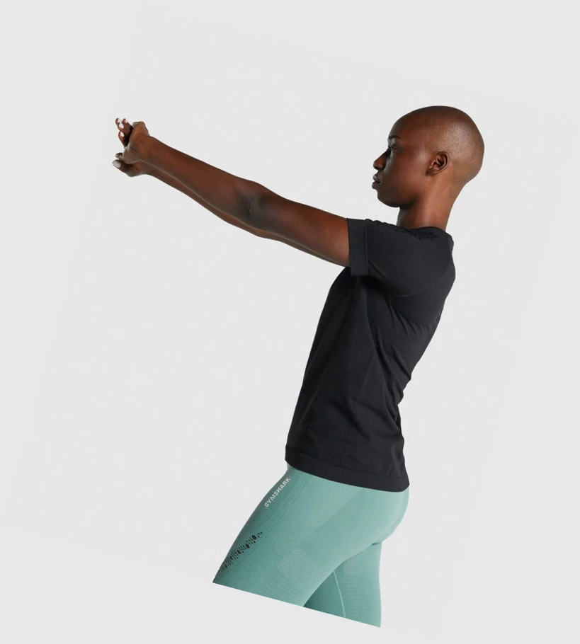 Gymshark Energy Seamless Naisten T Paidat Mustat | CGMLNO285