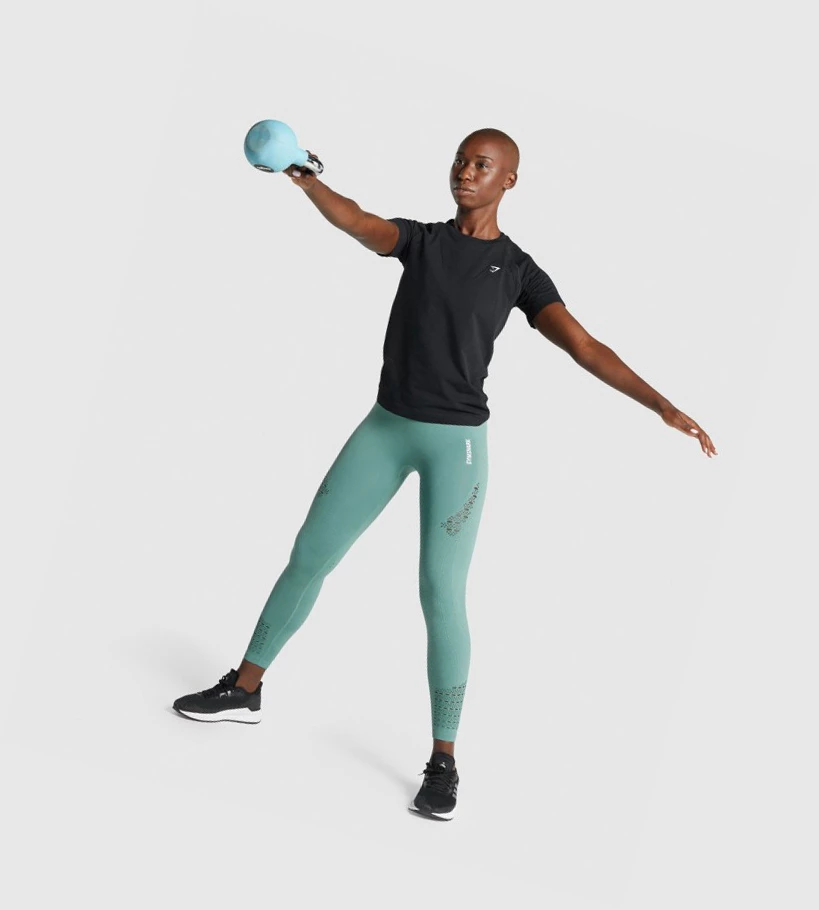 Gymshark Energy Seamless Naisten T Paidat Mustat | CGMLNO285