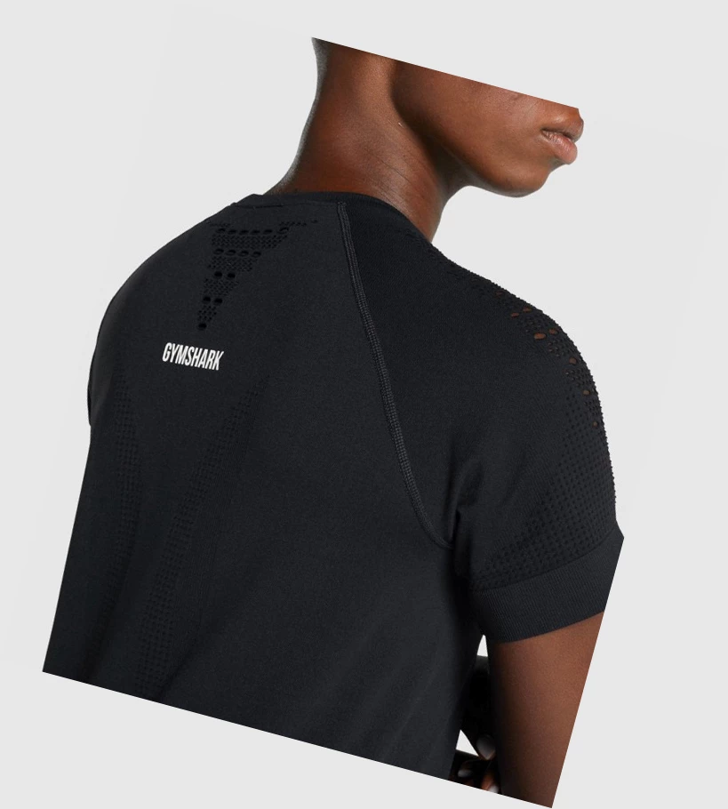 Gymshark Energy Seamless Naisten T Paidat Mustat | CGMLNO285