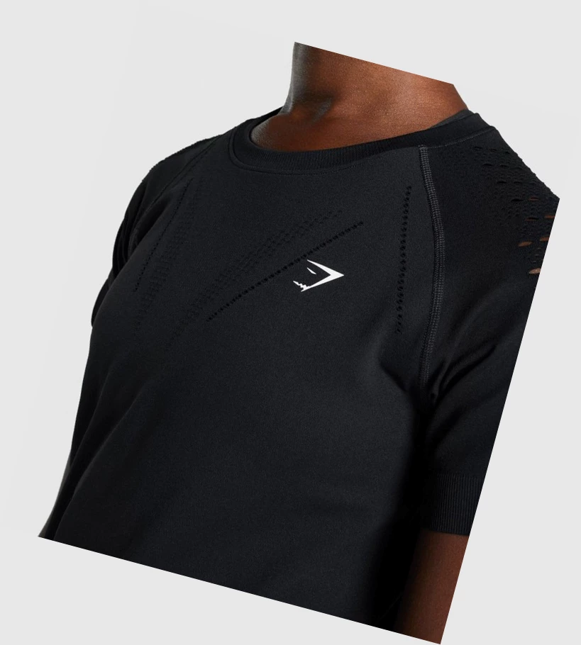 Gymshark Energy Seamless Naisten T Paidat Mustat | CGMLNO285