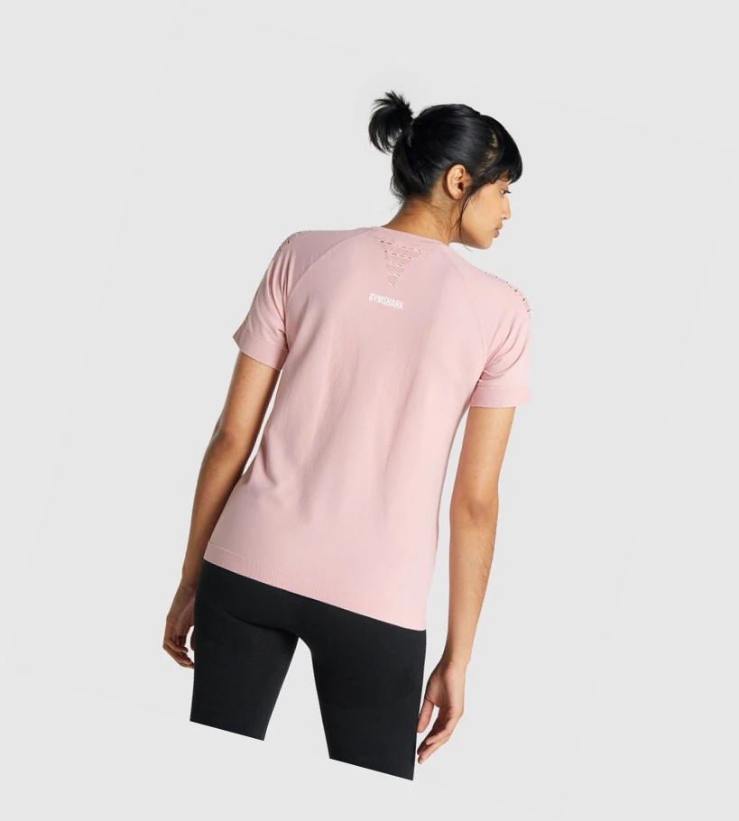Gymshark Energy Seamless Naisten T Paidat Vaaleanpinkki | ETVCHF542