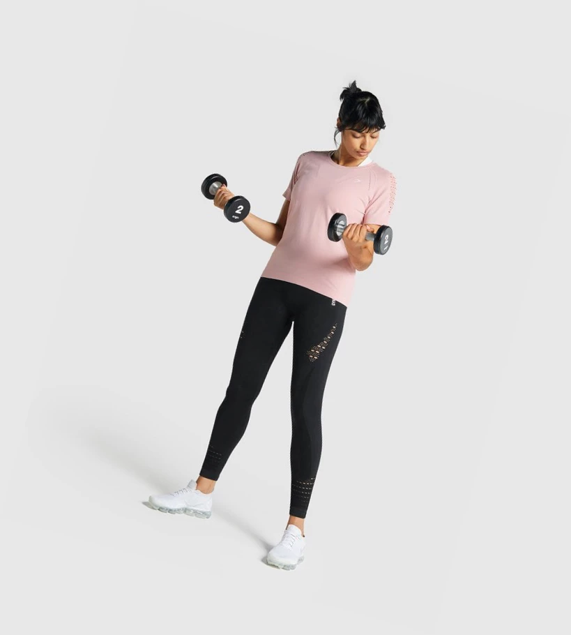 Gymshark Energy Seamless Naisten T Paidat Vaaleanpinkki | ETVCHF542