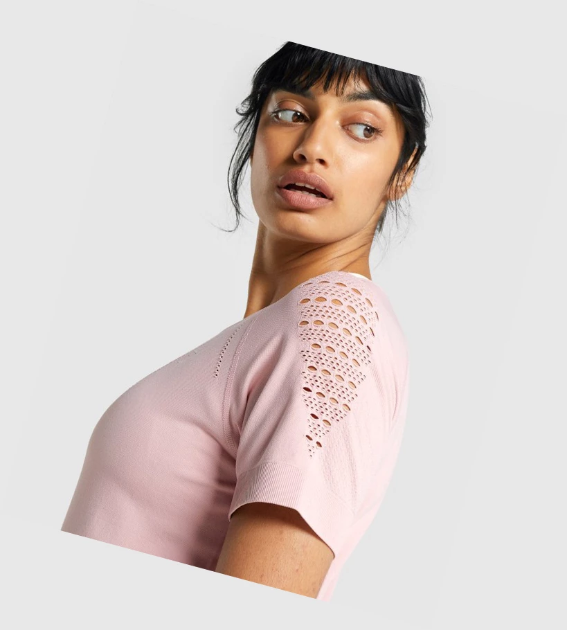 Gymshark Energy Seamless Naisten T Paidat Vaaleanpinkki | ETVCHF542