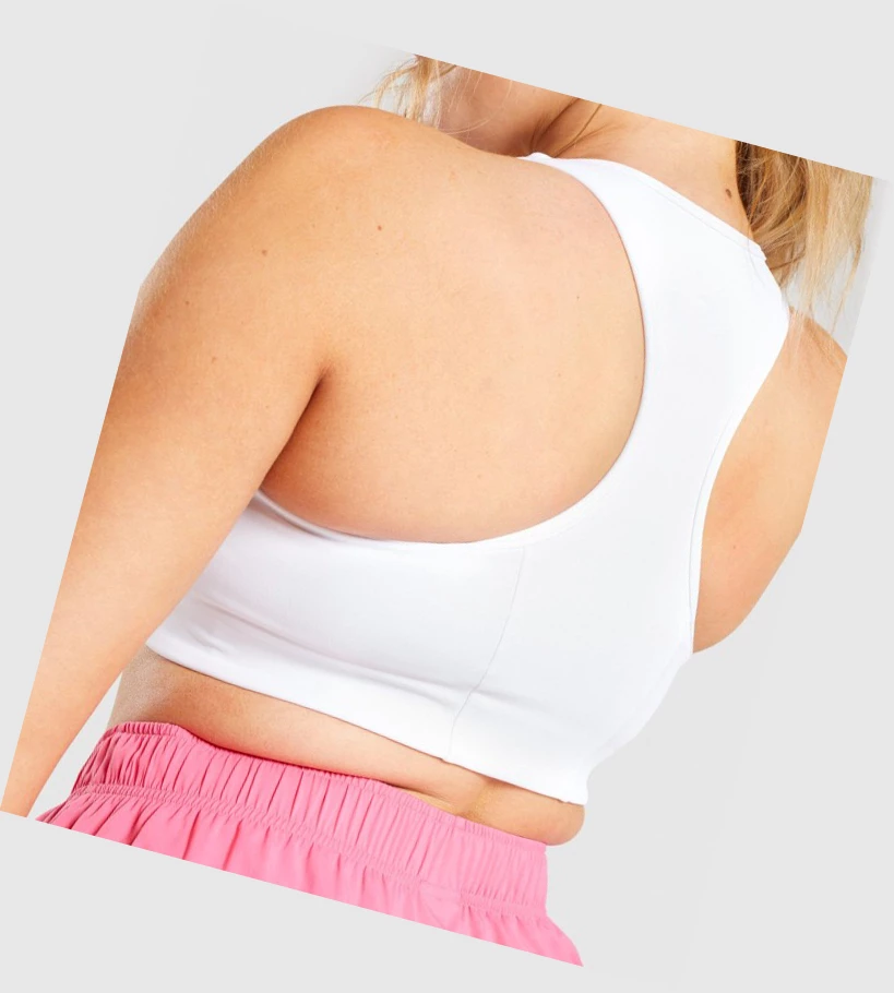 Gymshark Essential Racer Back Koulutus Naisten Urheiluliivit Valkoinen | NYLRFJ268