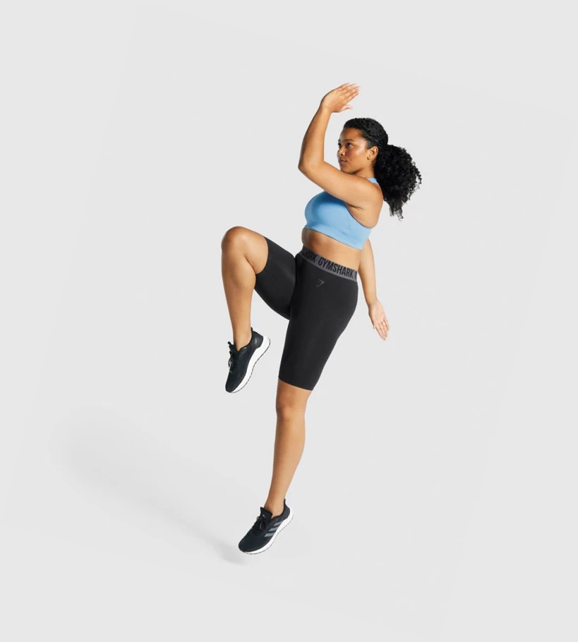 Gymshark Fit Seamless Cycling Naisten Shortsit Mustat | DLYTNC480
