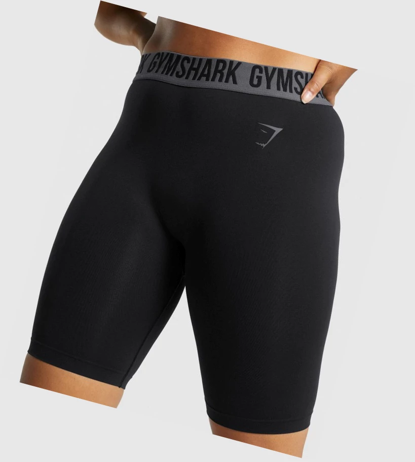 Gymshark Fit Seamless Cycling Naisten Shortsit Mustat | DLYTNC480