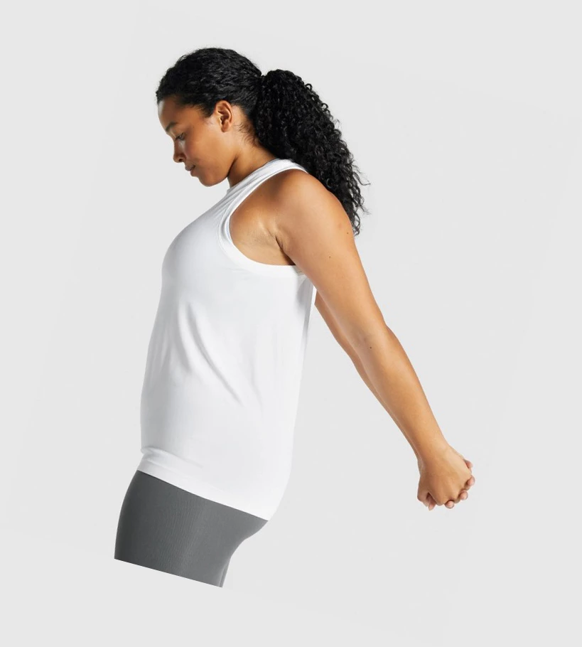 Gymshark Fit Seamless Loose Naisten Hihaton Paita Valkoinen | MGLESB206