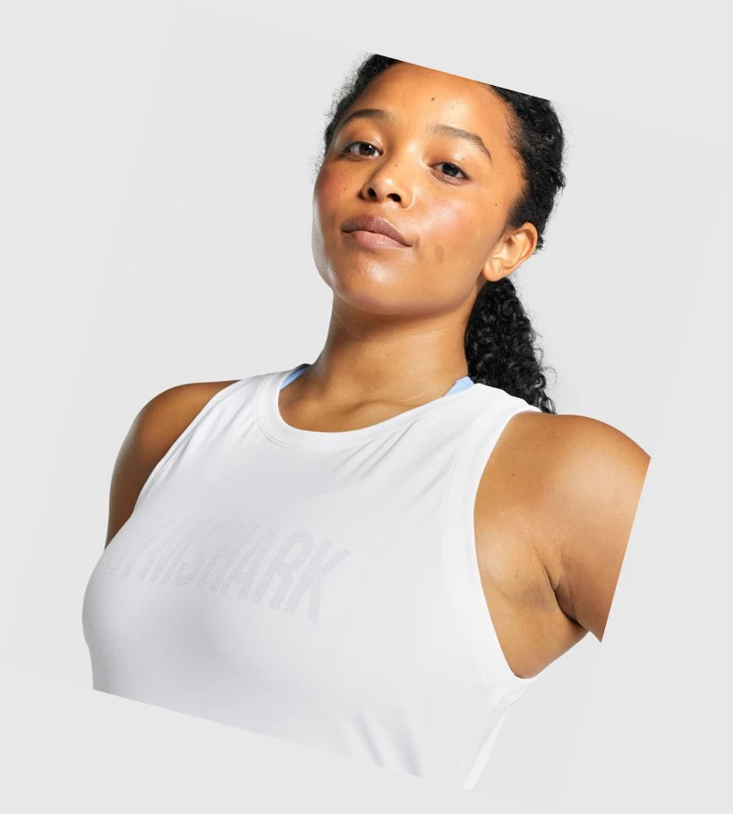 Gymshark Fit Seamless Loose Naisten Hihaton Paita Valkoinen | MGLESB206