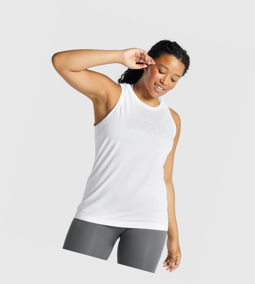 Gymshark Fit Seamless Loose Naisten Hihaton Paita Valkoinen | MGLESB206