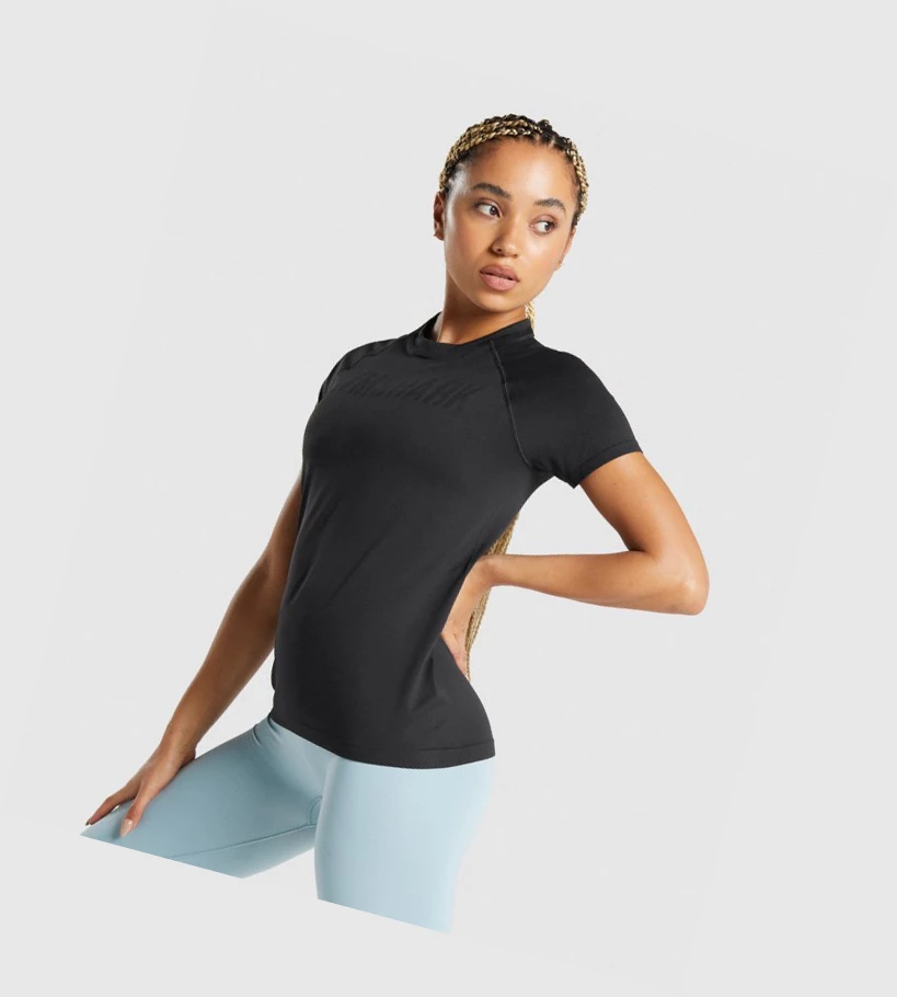 Gymshark Fit Seamless Loose Naisten T Paidat Mustat | TVRSIY643