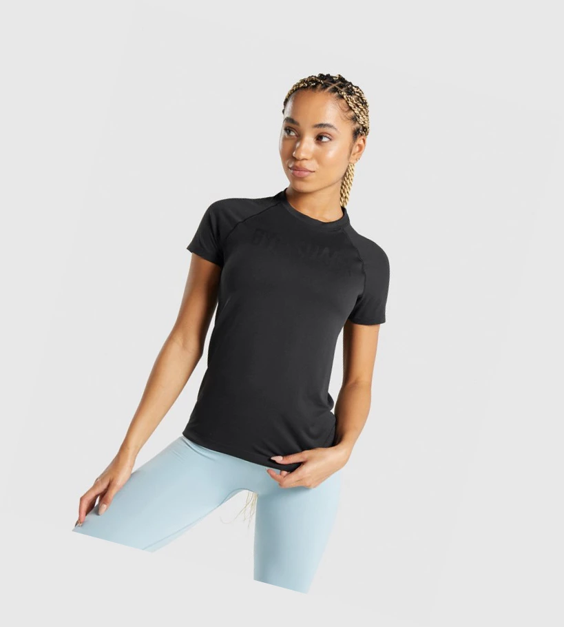 Gymshark Fit Seamless Loose Naisten T Paidat Mustat | TVRSIY643