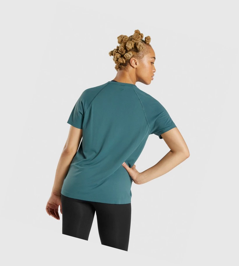 Gymshark Fit Seamless Naisten T Paidat Tummanvihreä | VHYEFR496