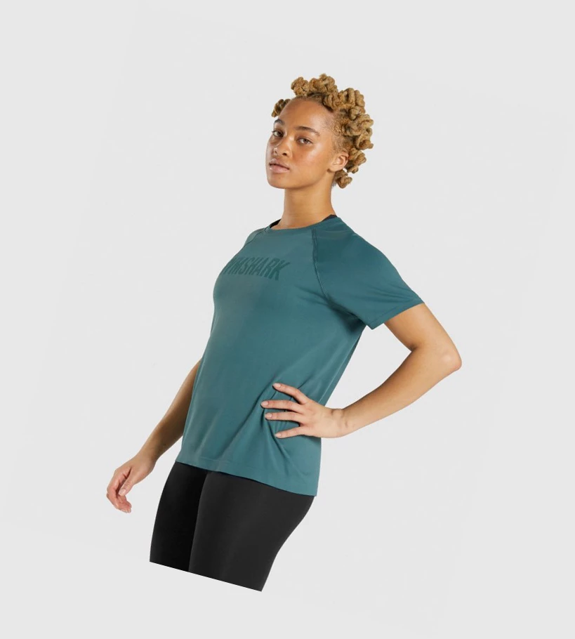 Gymshark Fit Seamless Naisten T Paidat Tummanvihreä | VHYEFR496