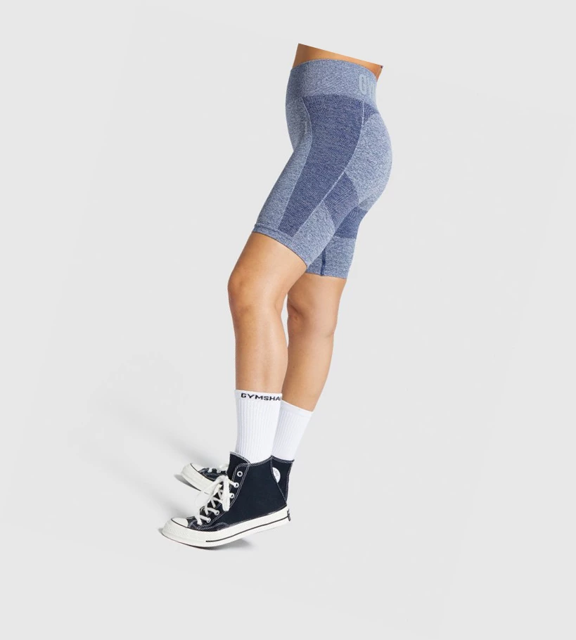 Gymshark Flex Cycling Naisten Shortsit Laivastonsininen Vaaleanharmaat | JKMGWF391