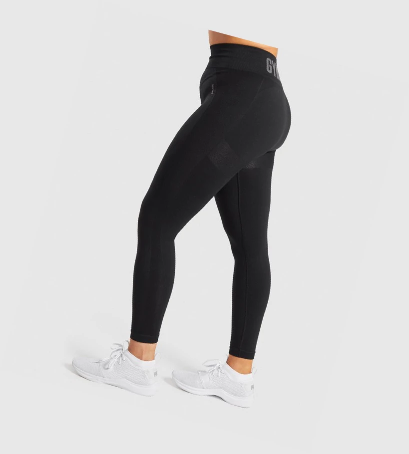 Gymshark Flex High Waisted Naisten Leggingsit Mustat Harmaat | WQGLKZ789