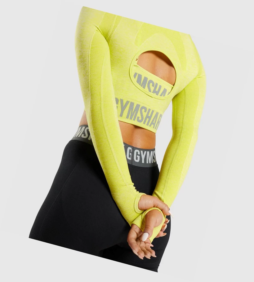 Gymshark Flex Sports Crop Top Naisten Puserot Keltainen | RSPWVT859
