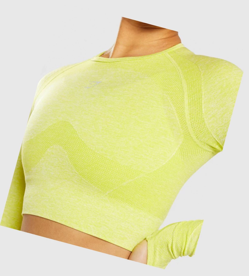 Gymshark Flex Sports Crop Top Naisten Puserot Keltainen | RSPWVT859