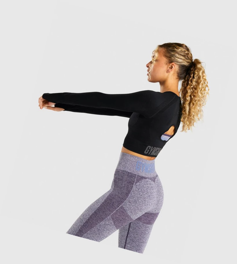 Gymshark Flex Sports Crop Top Naisten Puserot Mustat Harmaat | VMESJF529