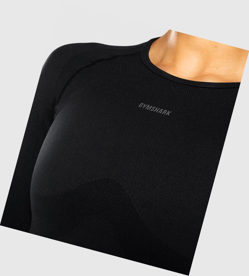 Gymshark Flex Sports Crop Top Naisten Puserot Mustat Harmaat | VMESJF529