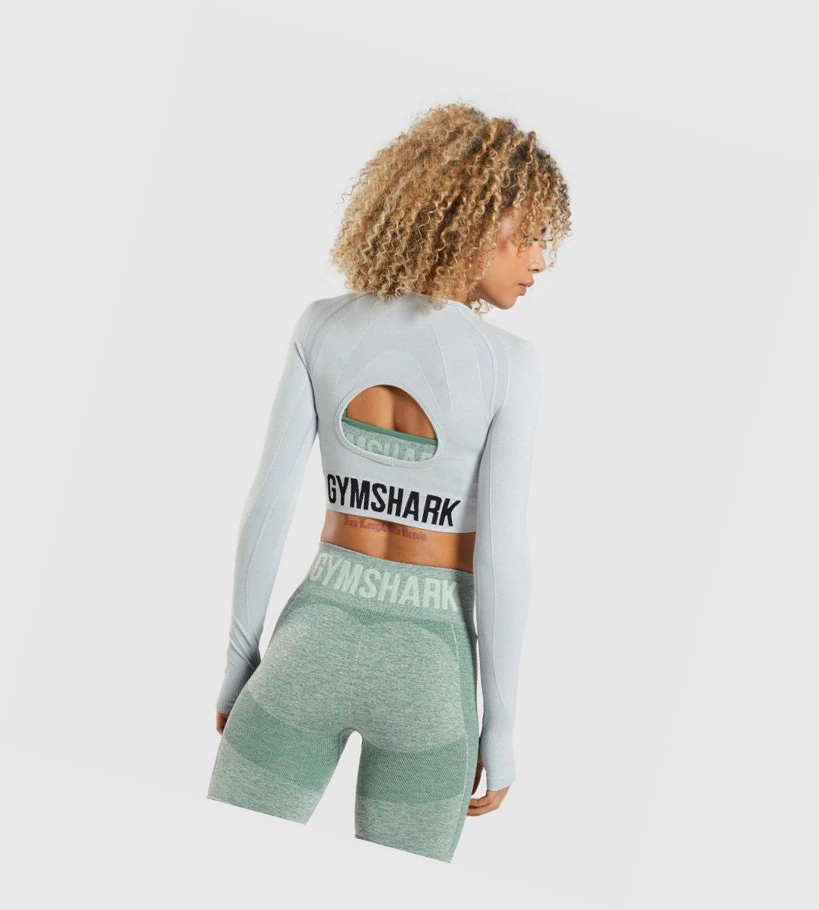 Gymshark Flex Sports Crop Top Naisten T Paidat Vaaleanharmaat | BARYHD781