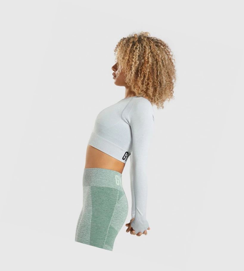 Gymshark Flex Sports Crop Top Naisten T Paidat Vaaleanharmaat | BARYHD781