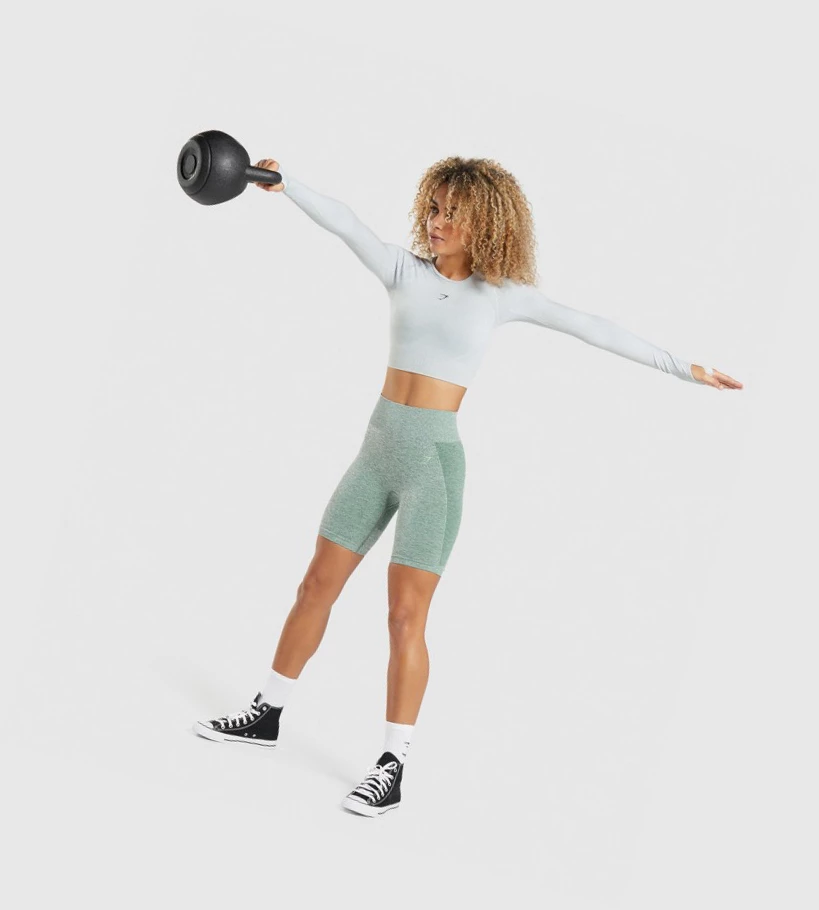 Gymshark Flex Sports Crop Top Naisten T Paidat Vaaleanharmaat | BARYHD781