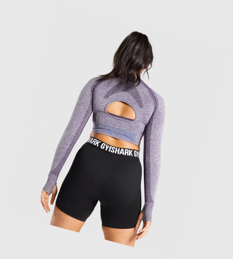 Gymshark Flex Sports Crop Top Naisten T Paidat Violetit | FMIVDU894