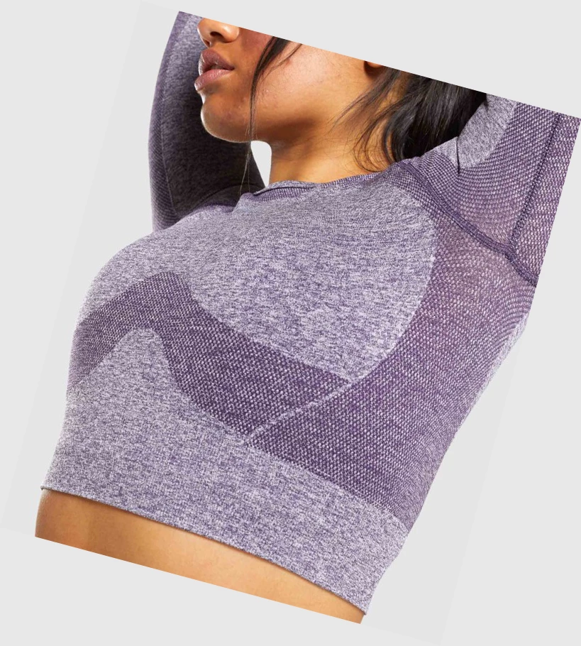 Gymshark Flex Sports Crop Top Naisten T Paidat Violetit | FMIVDU894