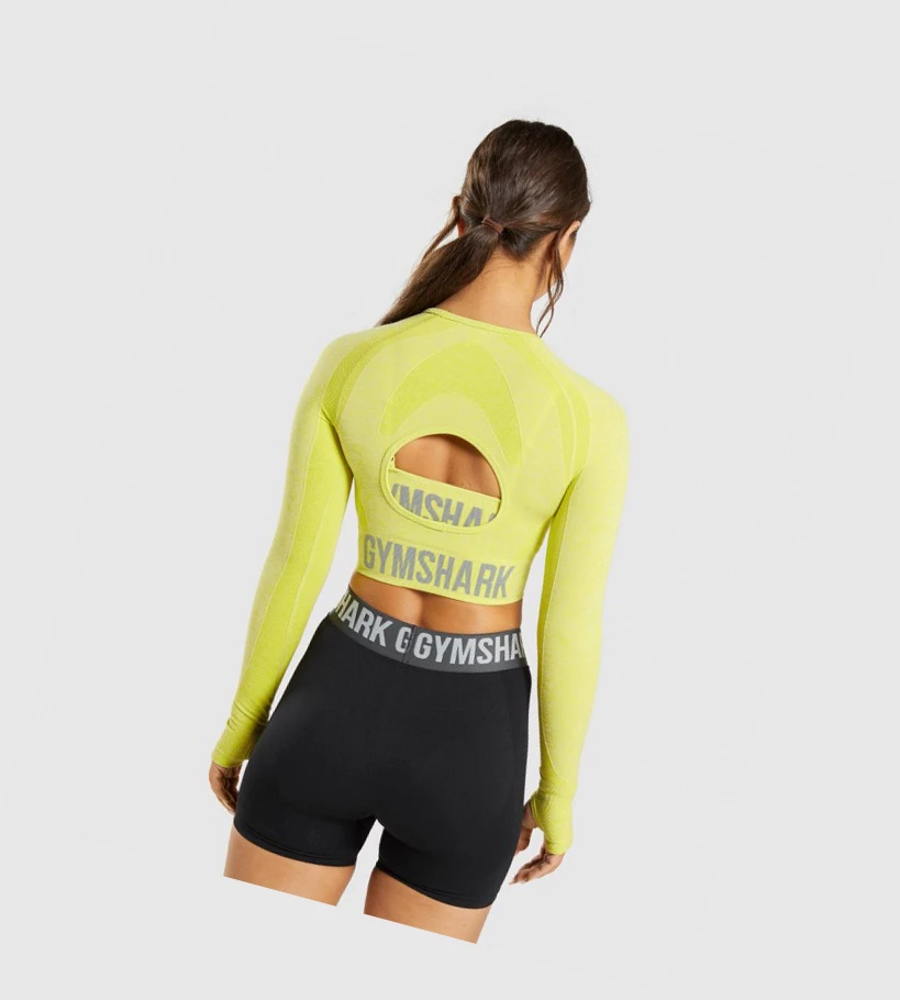 Gymshark Flex Sports Crop Top Naisten T Paidat Keltainen | GQSWYD947