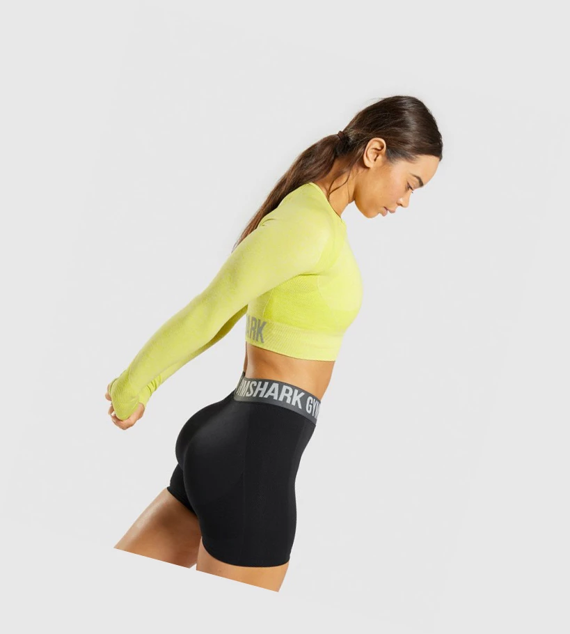 Gymshark Flex Sports Crop Top Naisten T Paidat Keltainen | GQSWYD947
