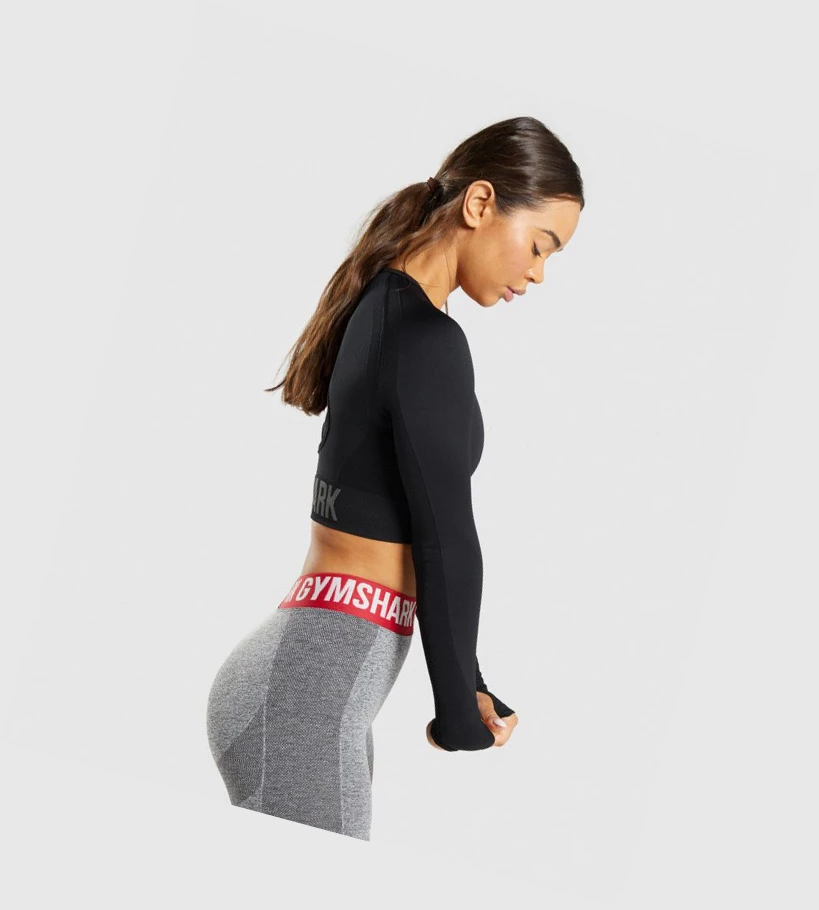 Gymshark Flex Sports Crop Top Naisten T Paidat Mustat | LSIQMP973