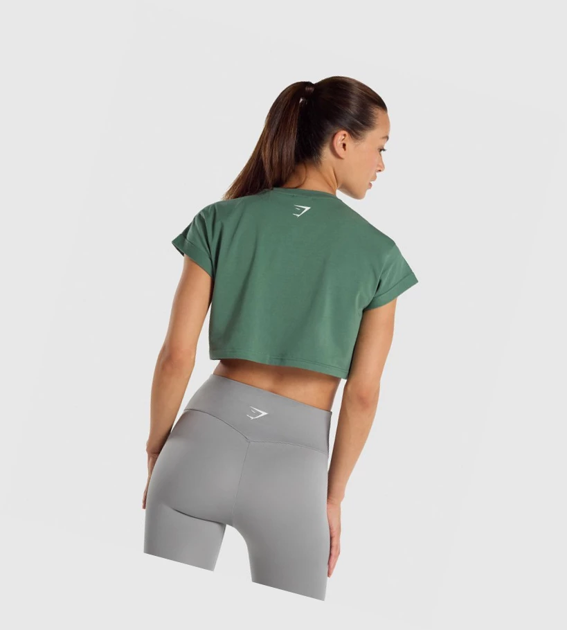 Gymshark Fraction Crop Top Naisten Puserot Vihreä | DULYIG942