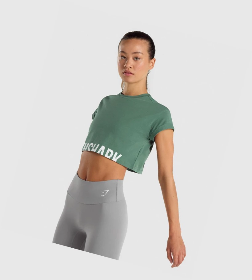 Gymshark Fraction Crop Top Naisten Puserot Vihreä | DULYIG942