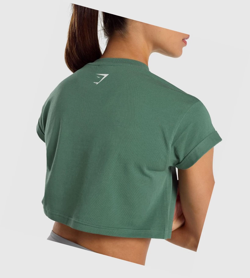 Gymshark Fraction Crop Top Naisten Puserot Vihreä | DULYIG942