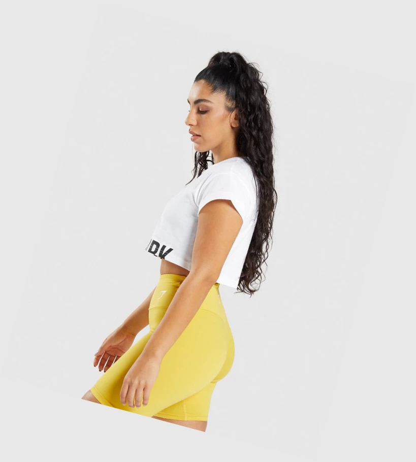 Gymshark Fraction Crop Top Naisten Puserot Valkoinen | GWQPXN563