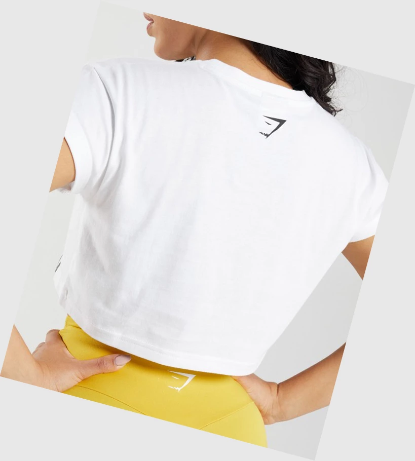 Gymshark Fraction Crop Top Naisten Puserot Valkoinen | GWQPXN563