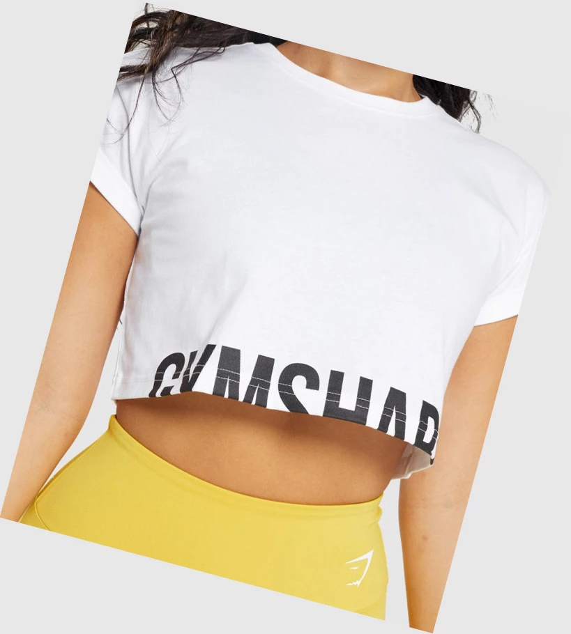 Gymshark Fraction Crop Top Naisten Puserot Valkoinen | GWQPXN563