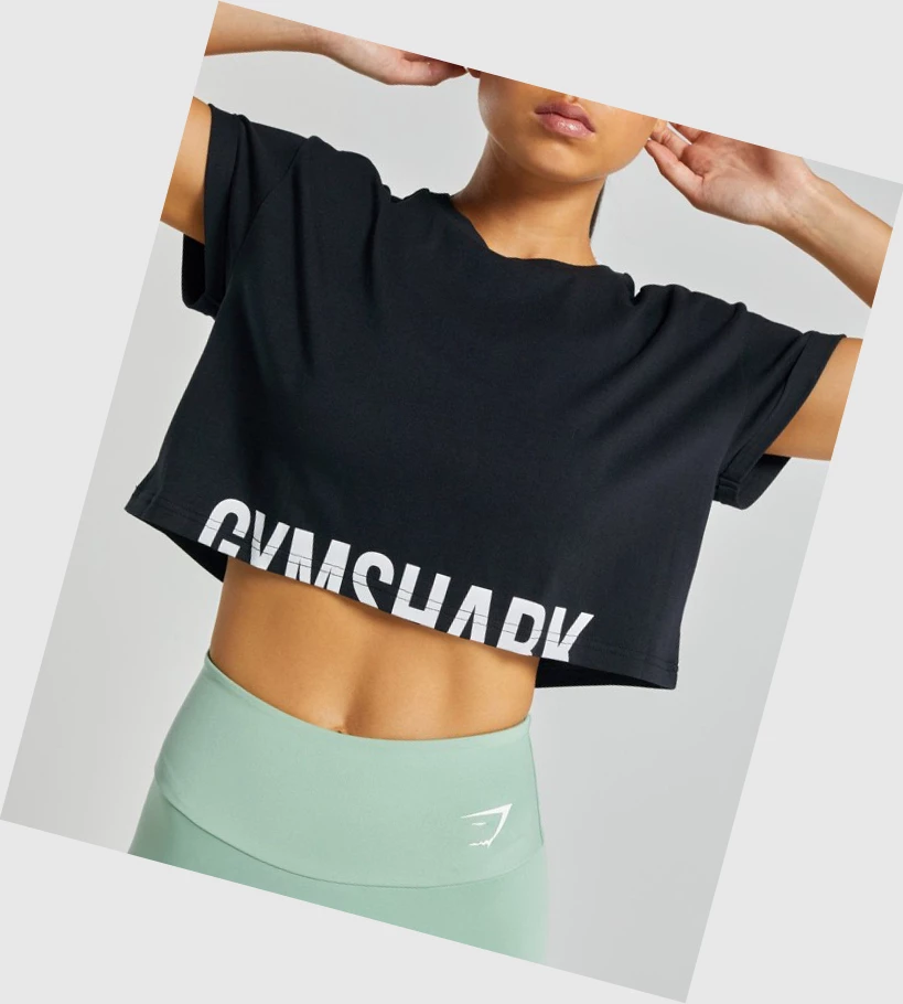 Gymshark Fraction Crop Top Naisten Puserot Mustat | JCQMIR315