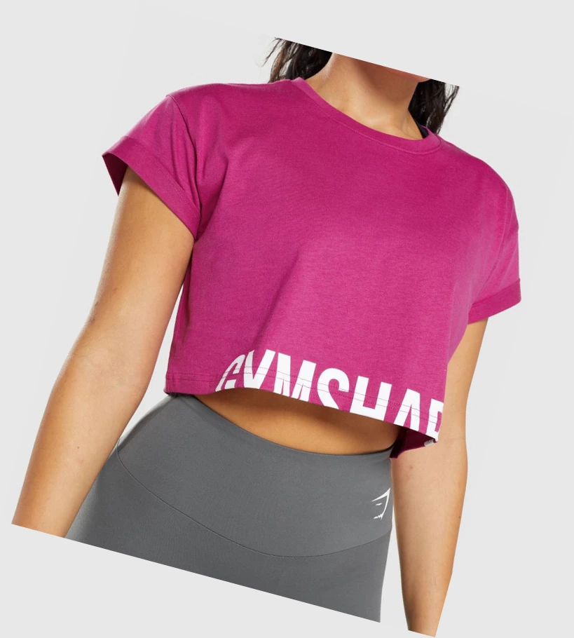 Gymshark Fraction Crop Top Naisten Puserot Pinkki | OCDMZQ140