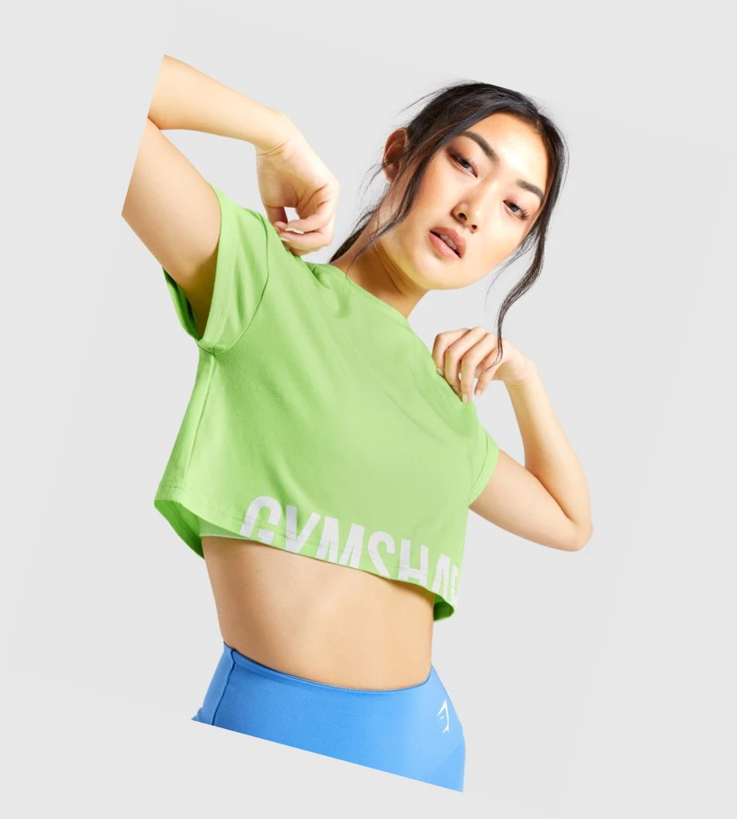 Gymshark Fraction Crop Top Naisten Puserot Vihreä | OJXCIL567