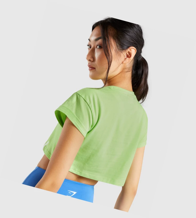 Gymshark Fraction Crop Top Naisten Puserot Vihreä | OJXCIL567