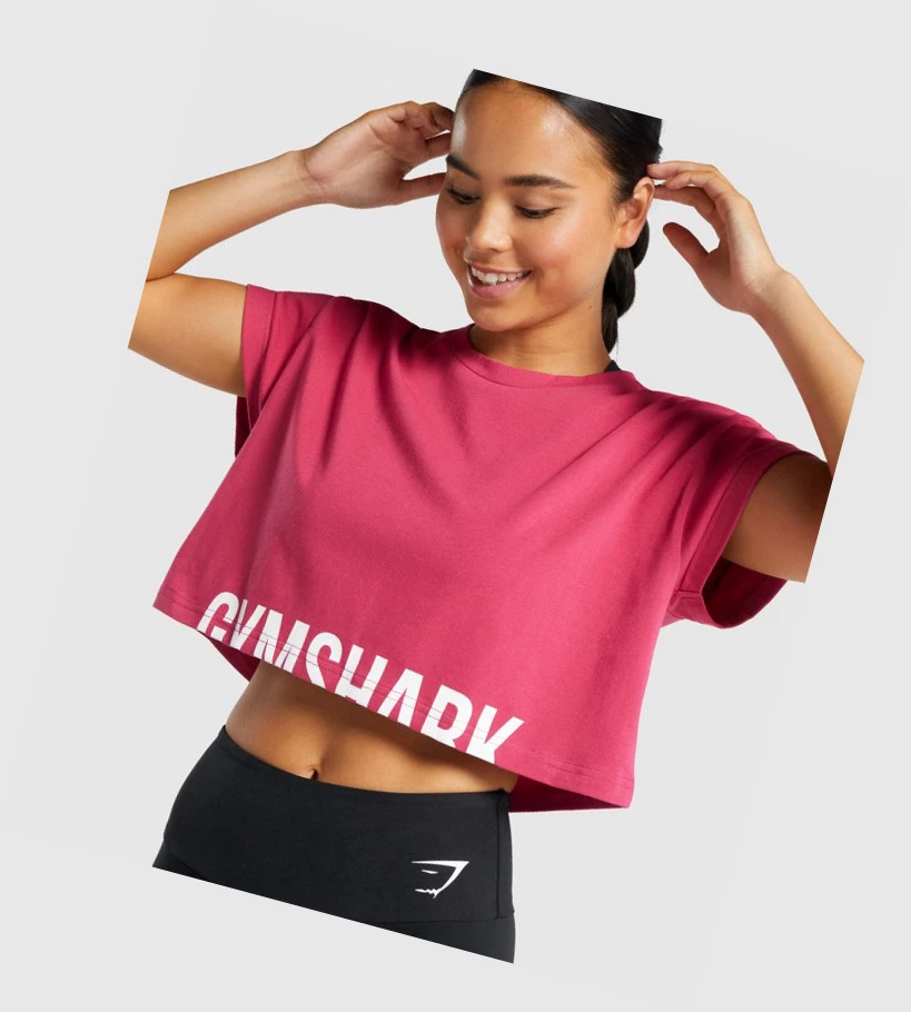 Gymshark Fraction Crop Top Naisten Puserot Pinkki | WVIMCF128