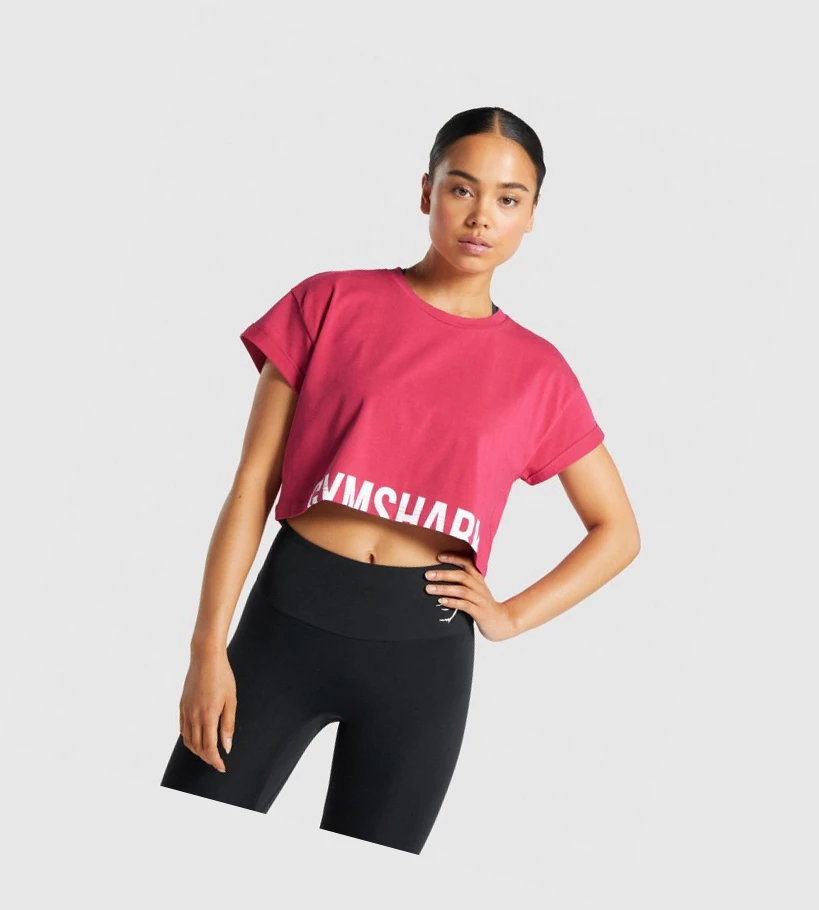 Gymshark Fraction Crop Top Naisten Puserot Pinkki | WVIMCF128
