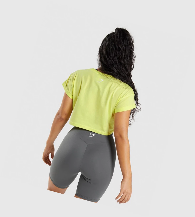 Gymshark Fraction Crop Top Naisten Puserot Vihreä | XMQWGN049