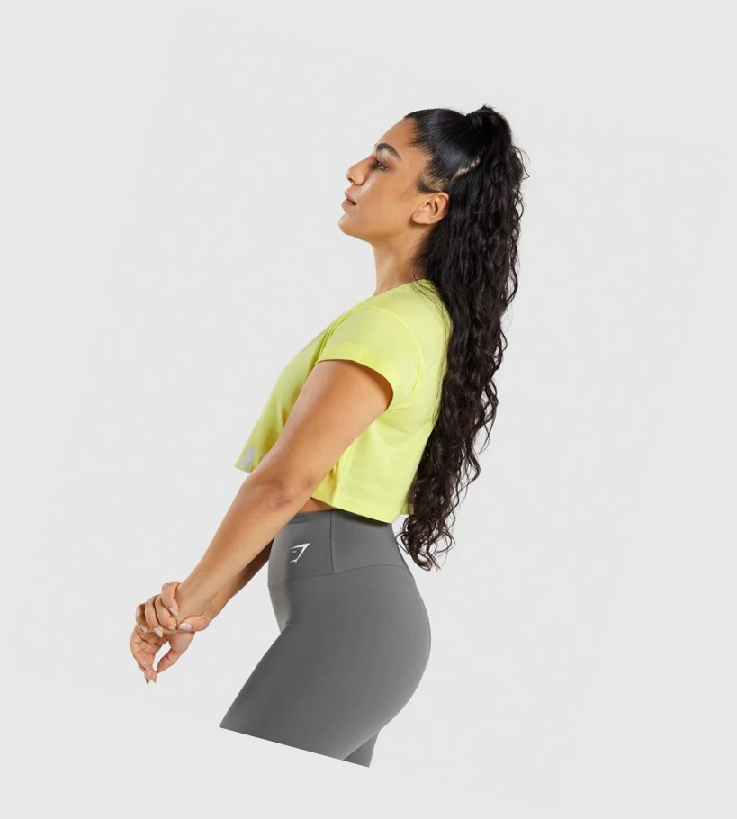 Gymshark Fraction Crop Top Naisten Puserot Vihreä | XMQWGN049