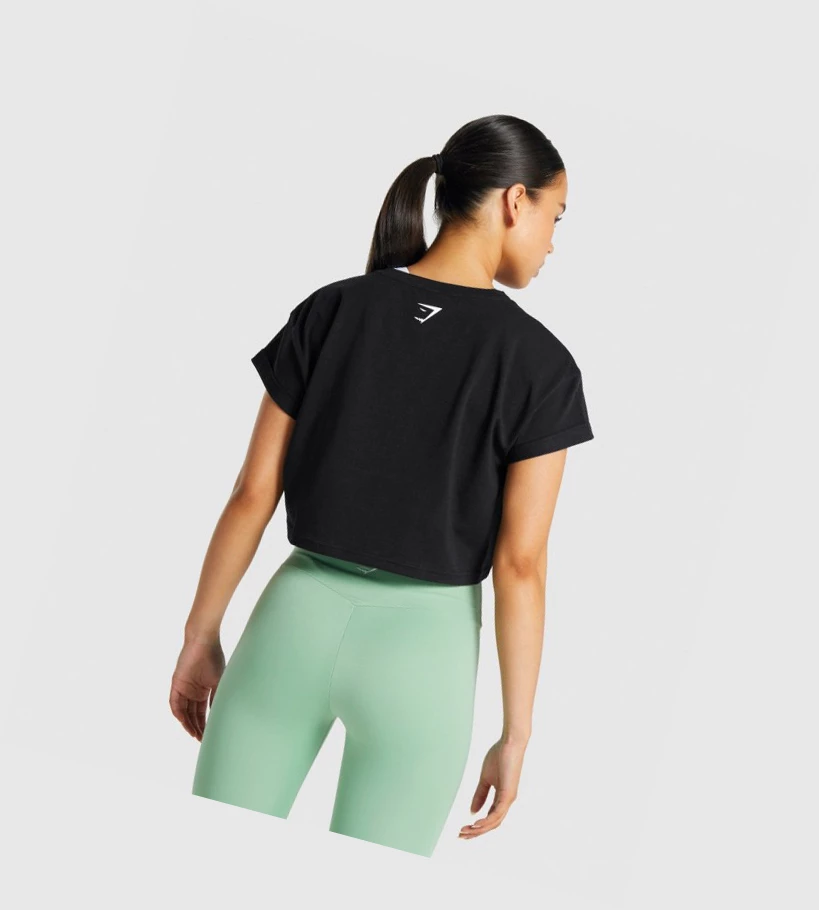 Gymshark Fraction Crop Top Naisten T Paidat Mustat | BZSVEI452
